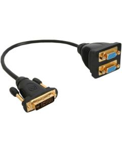 Manhattan, DVI-I Dual Link (29-Pins) Male to 2 VGA (15-Pins) Female Video Splitter