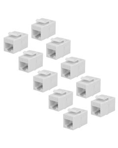 TENINYU 10-Pack CAT6 RJ45 Keystone Jack Female Coupler Insert Snap-in Connector Socket Adapter Port for Wall Plate Outlet Panel - White