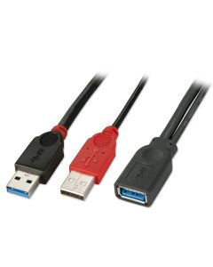 Lindy 0.5m USB 3.0 Dual Power Cable, 2 x Type A to Type A Female (31112)
