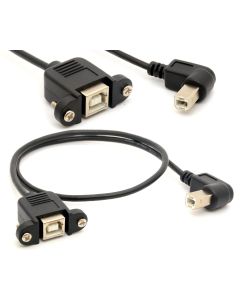 BSHTU Printer Extension Cable USB 2.0 B Adapter Male to Female Connections 90 Degree Socket Right Angled Scanner Cord with Screw Panel Mount 0.5m