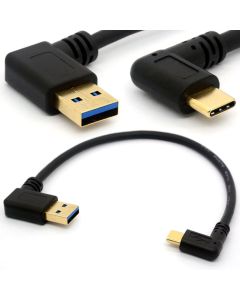 Gold Plated Angled USB C Cable Extension 90 Degree Type C to USB 3.0 Right Angle Male Converter Data Sync Charging USB-C Adapter Cord (90Type C-USB 3.0 A Right)
